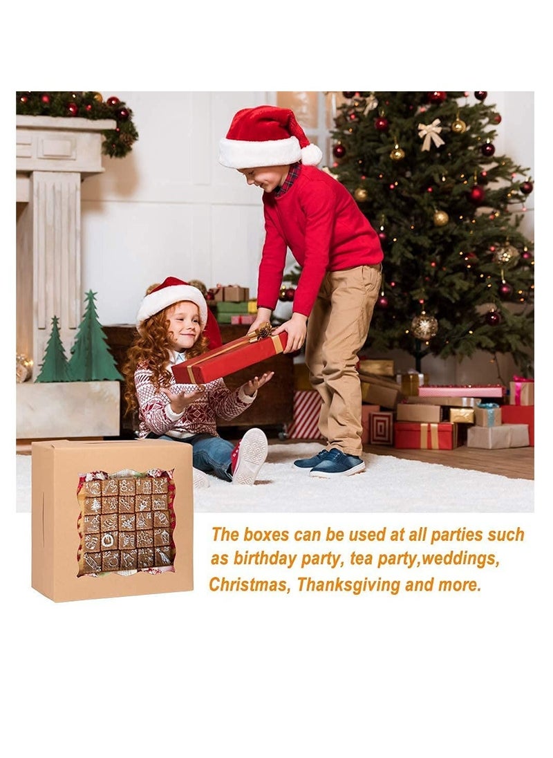 Cake BoxBrown Cookie Boxes with PVC Window Paper Bakery Boxes Pastry Boxes Cupcake Boxes for Pies Donuts Cookies and Muffins Small Natural Craft Paper Box (20 Pcs 4 x 4 x 2.5 Inches)