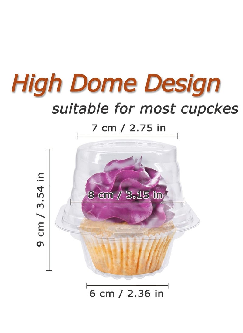 Individual Cupcake Container, 50 PCS Disposable Clear Plastic Cupcake Boxes with Deep Dome Lids, Muffin Salad Dessert Hamburgers Fruit Cupcake Carriers