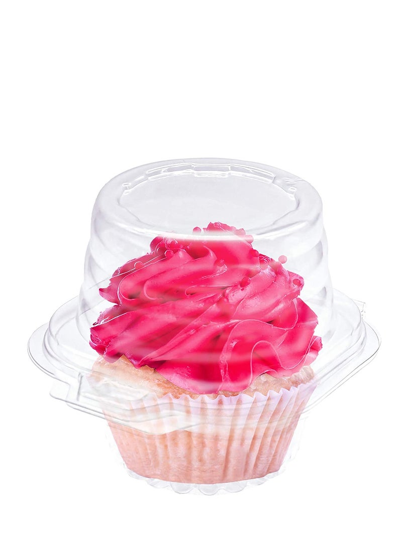 Individual Cupcake Container, 50 PCS Disposable Clear Plastic Cupcake Boxes with Deep Dome Lids, Muffin Salad Dessert Hamburgers Fruit Cupcake Carriers