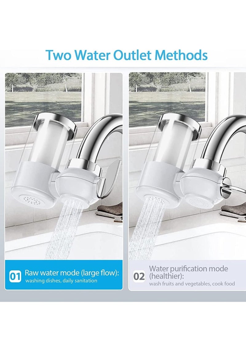 Transparent Shell Faucet Water Filter with 5 Filter Elements High Water Pressure Faucet Filter Reduces Chlorine for Better Taste Tap Water Filter Mount for Kitchen Sink