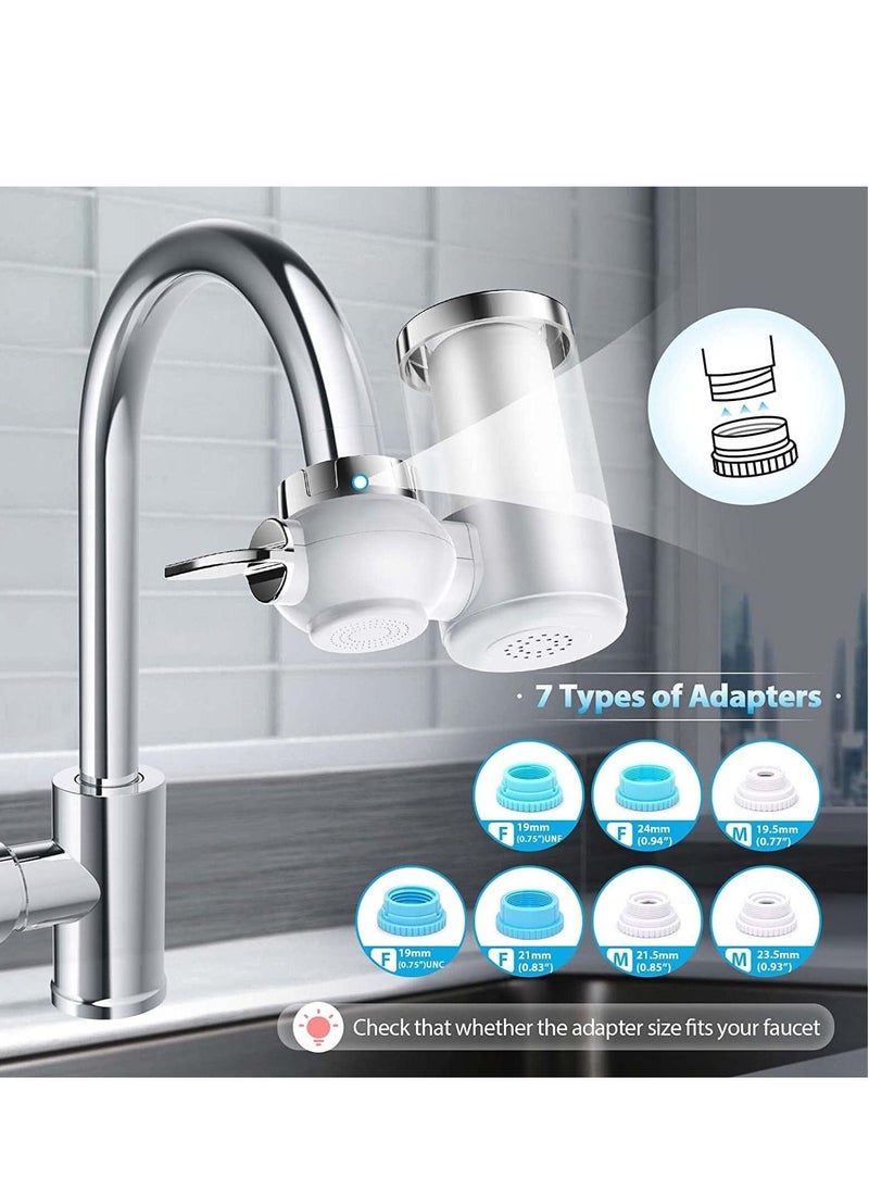 Transparent Shell Faucet Water Filter with 5 Filter Elements High Water Pressure Faucet Filter Reduces Chlorine for Better Taste Tap Water Filter Mount for Kitchen Sink