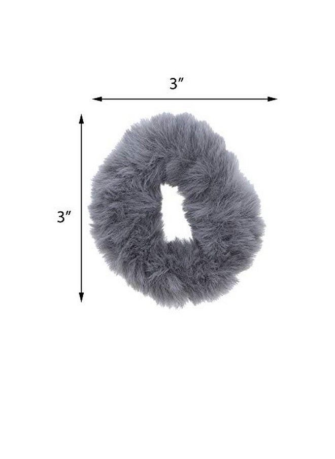 Small Faux Fur Scrunes Hair Tie Set Of 6 Black & Greys