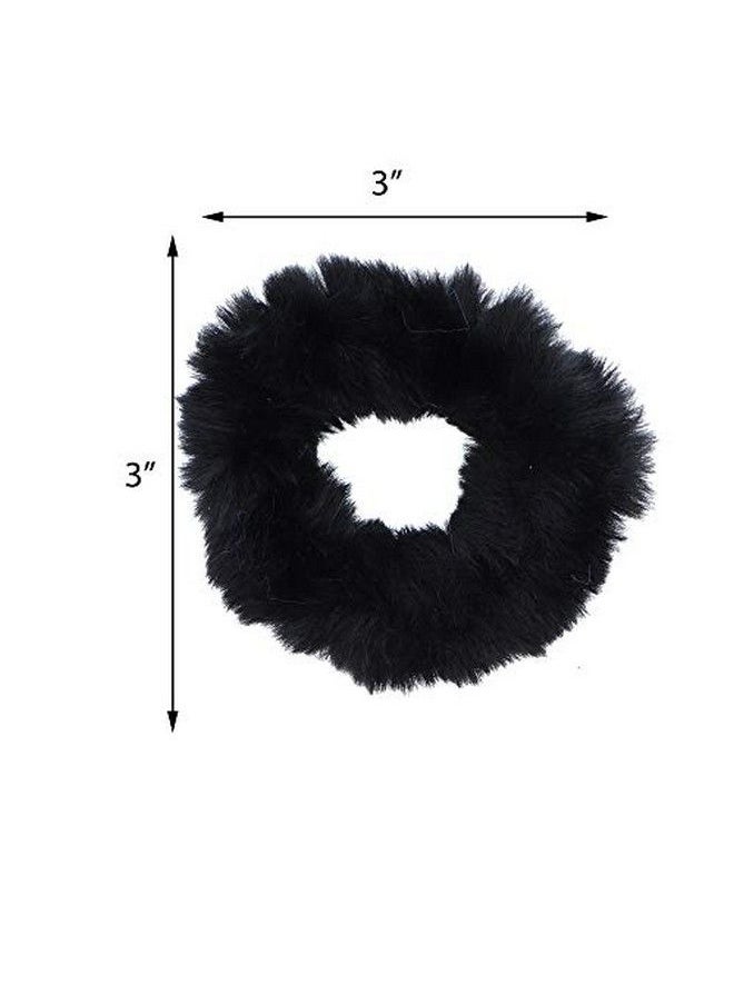 Small Faux Fur Scrunes Hair Tie Set Of 6 Black & Greys