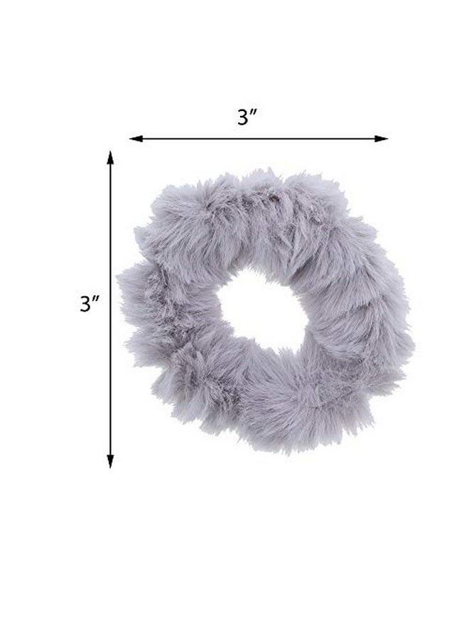 Small Faux Fur Scrunes Hair Tie Set Of 6 Black & Greys