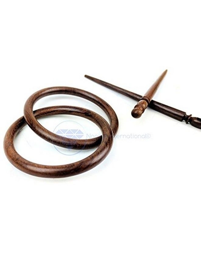 Premium Vintage Polished Wooden Shawl Pins | Hair Barrettes & Hair Clip | Personal & Beauty Care Accessories | (Double Ring)