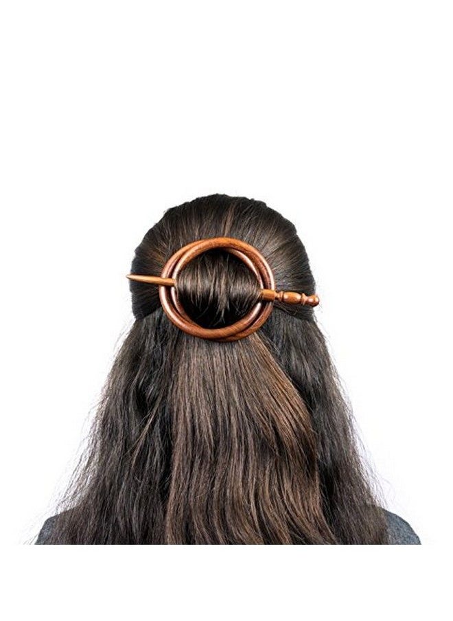 Premium Vintage Polished Wooden Shawl Pins | Hair Barrettes & Hair Clip | Personal & Beauty Care Accessories | (Double Ring)
