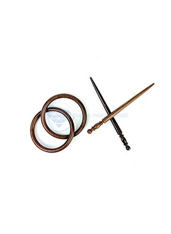 Premium Vintage Polished Wooden Shawl Pins | Hair Barrettes & Hair Clip | Personal & Beauty Care Accessories | (Double Ring)