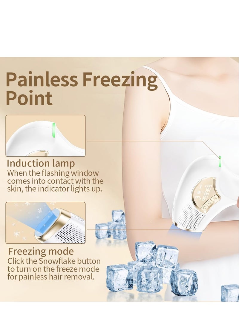 Laser Hair Removal, Hair Removal Device with Ice-Cooling Painless Care Function for Women and Man, IPL Hair Remover 999,999 Flashes for Facial Armpits Legs Arms Bikini Line