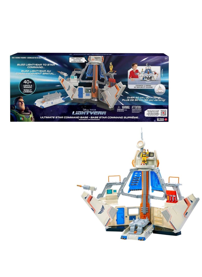 Lightyear Toys Playset with Buzz Lightyear Action Figure and Vehicle Launch Ramp and Sounds, Ultimate Star Command Base