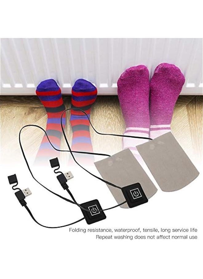 Heated Insole , 77 122℉ 2Pcs Heating Pad Composite Fiber Electric Socks Heater Film USB Winter Keep Warm for Outdoor Sports Fishing Camping Heating The Soles of Socks