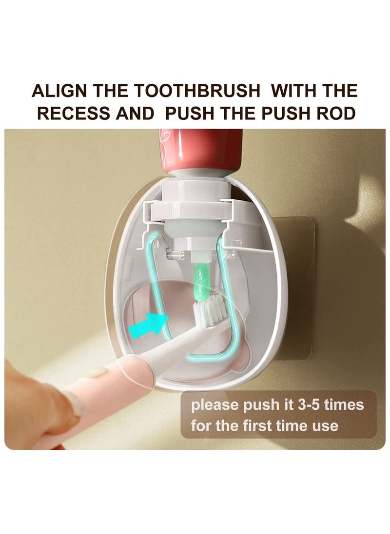 Toothpaste Dispenser Wall Mount for Kids and Adults Automatic Toothpaste Squeezer Kit with Dustproof Cover for Bathroom Toothpaste Holder