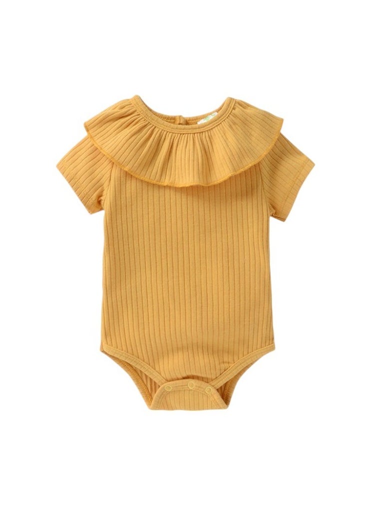 Bambimici Plain Mustard Yellow Short Sleeve Bodysuit