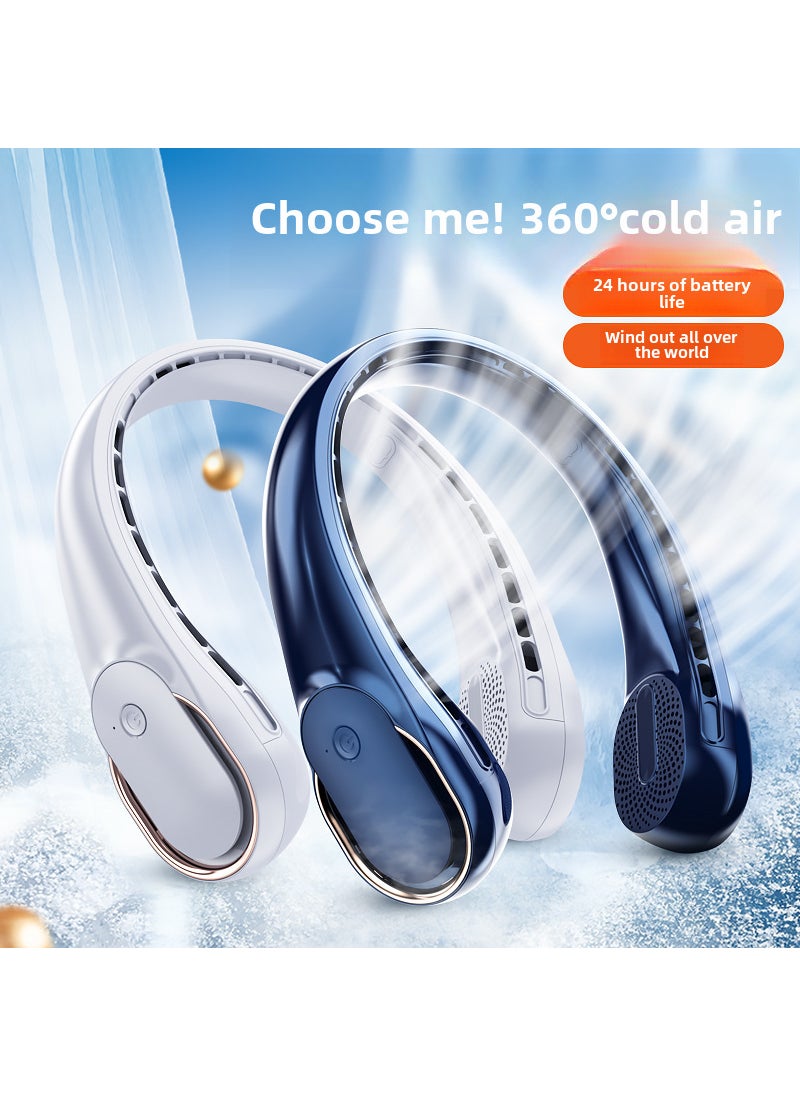 Portable USB Neck Fan Rechargeable Hands-Free Mini Fan White