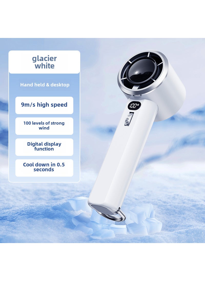 2024 Handheld Ice-Cooling Turbo Fan with Digital Display Y51 High Speed Turbo Fan White
