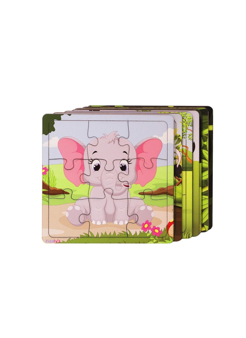 Fiddlys Wooden Paperless Jigsaw Puzzle for Children - Pack of 3-9 Pieces