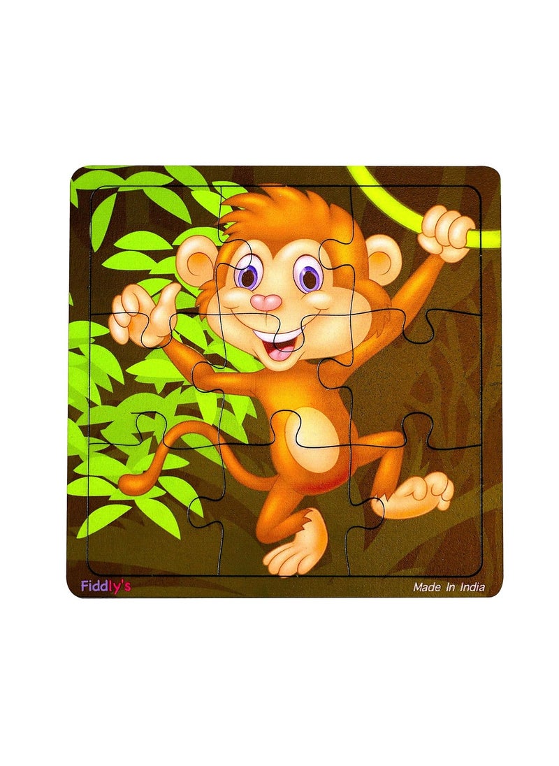 Fiddlys Wooden Paperless Jigsaw Puzzle for Children - Pack of 3-9 Pieces