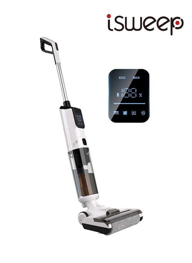 All In One Wet and Dry Cordless Vacuum Cleaner and Mop, 15kpa/170W,LCD Display, 45min Runtime, Voice Prompt,Multi-Surface Cleaning,Mop Vacuum Cleaner for Hard Floor, with Smart Control & Self-Cleaning System