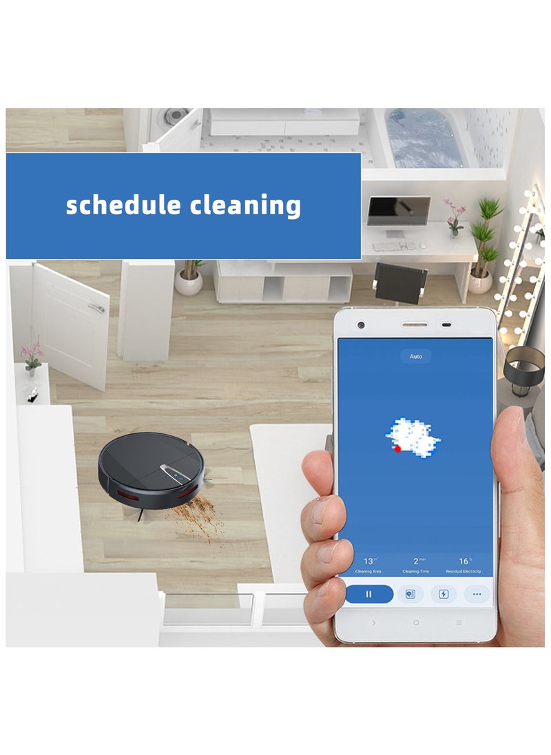 Utillify Robotic Vacuum Cleaner with Gyro Navigation, 2000Pa Suction, HEPA Filter, Mopping, 120 Runtime, Self-Charging, APP & Voice Control Compatible with Alexa, Google, Siri, 600ml Dustbin