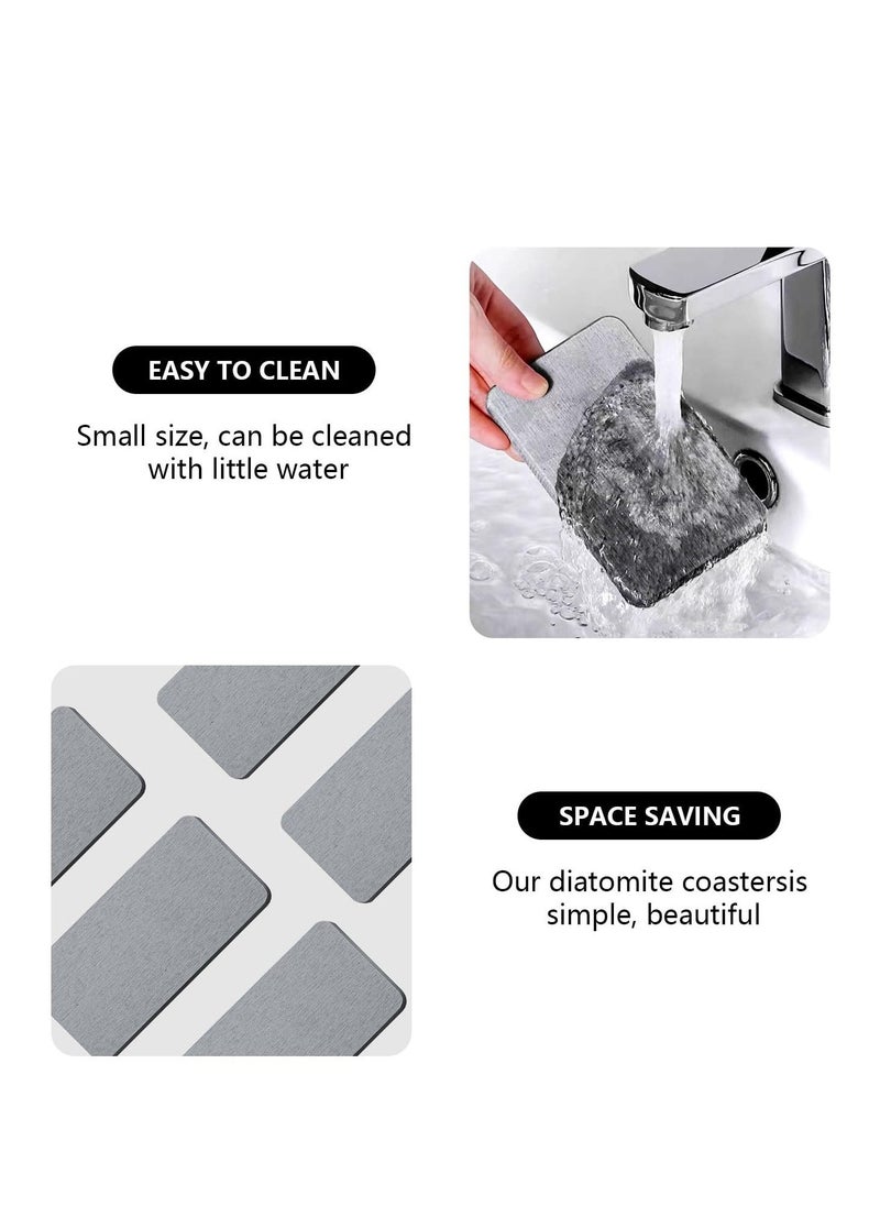 Set of 4 Water Absorbent Diatomite Coasters Water Absorbing Stone Tray for Kitchen Bathroom Sink, Instant Dry Sink Organizer Efficient and Solution for a Dry and Tidy Home Dark Gray