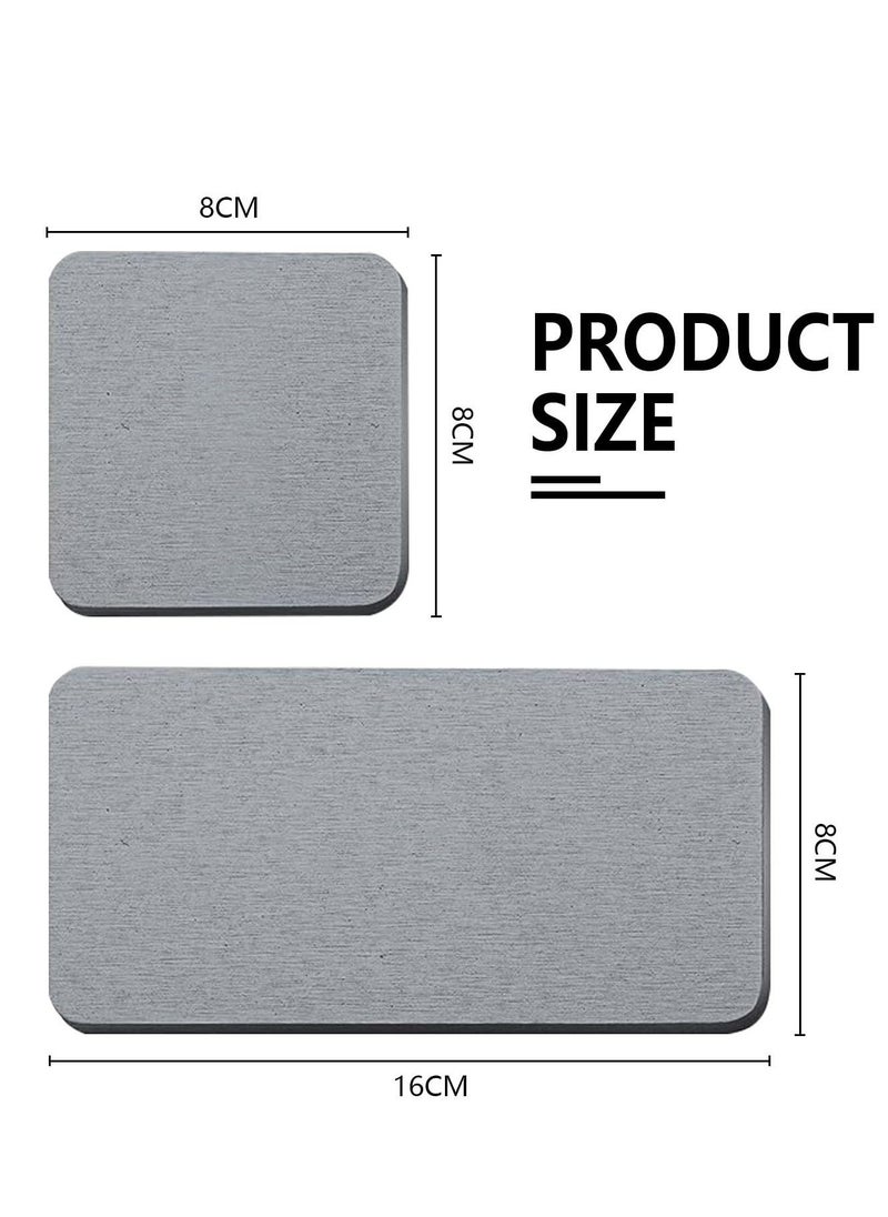 Set of 4 Water Absorbent Diatomite Coasters Water Absorbing Stone Tray for Kitchen Bathroom Sink, Instant Dry Sink Organizer Efficient and Solution for a Dry and Tidy Home Dark Gray