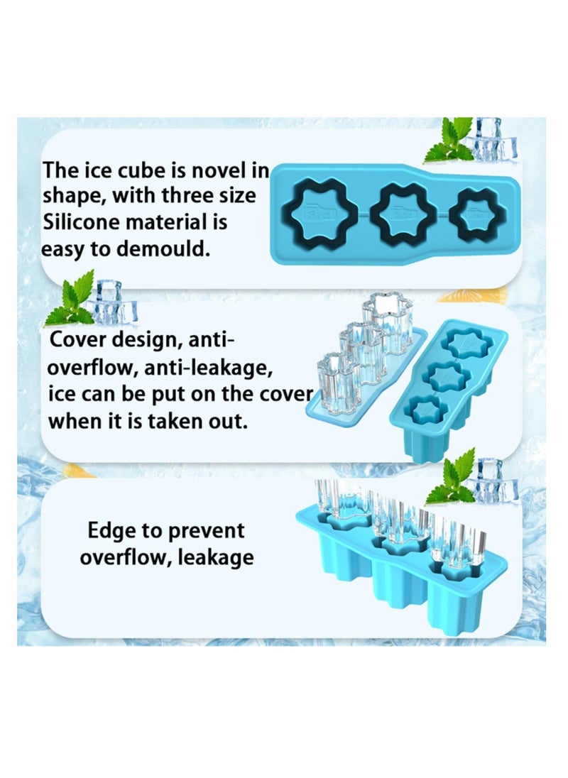 Snowflake Ice Cube Tray, Snowflake Shape Silicone Ice Cube Mold, Non-stick Ice Cube Maker, Soft Ice Cube Mold, Easy Demoulding Ice Cube Tray with Lid, Ice Cube Trays for freezer, Coffee, Tea