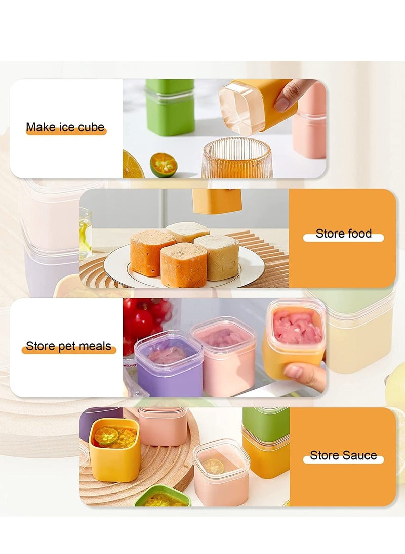Silicone Ice Cube Molds with Lid, Large Ice Molds, Easy Release single Ice Cube Maker, Freezer Ice Cube Tray with Lid, Square Ice Molds for Cocktails Juice Coffee (1.7In Cube Ice)