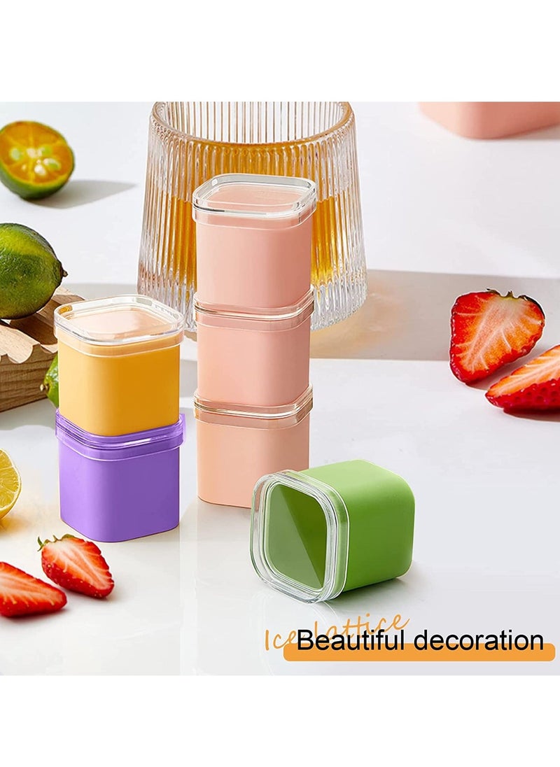 Silicone Ice Cube Molds with Lid, Large Ice Molds, Easy Release single Ice Cube Maker, Freezer Ice Cube Tray with Lid, Square Ice Molds for Cocktails Juice Coffee (1.7In Cube Ice)