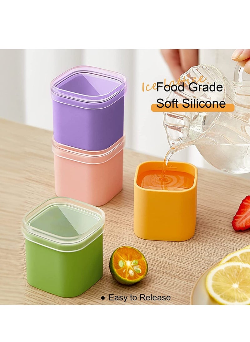 Silicone Ice Cube Molds with Lid, Large Ice Molds, Easy Release single Ice Cube Maker, Freezer Ice Cube Tray with Lid, Square Ice Molds for Cocktails Juice Coffee (1.7In Cube Ice)