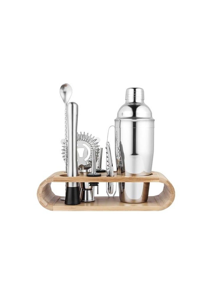 Cocktail Shaker Set Mixology Bartender Kit 10-piece Bar Tool Set with Stylish Stand, Bar kit Martini Shaker Mixing Spoon Muddler Jigger Cocksrew for Barware Set