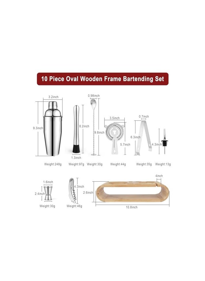 Cocktail Shaker Set Mixology Bartender Kit 10-piece Bar Tool Set with Stylish Stand, Bar kit Martini Shaker Mixing Spoon Muddler Jigger Cocksrew for Barware Set