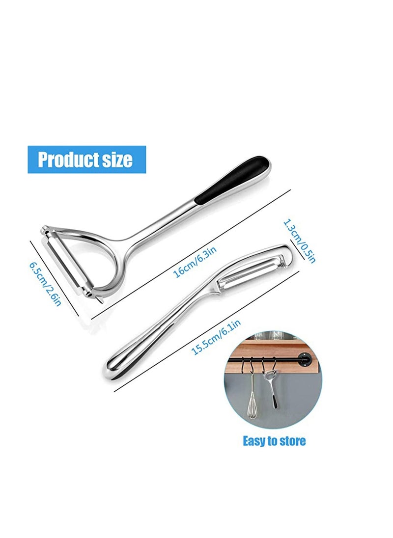 Good Grip & Durable Stainless Steel Peeler Set Vegetable Peeler for Apple Fruit Food Carrot Veggie Cucumber Sharp, No Nick Finger Peeler with Comfortable Non-slip Handle Good Grips