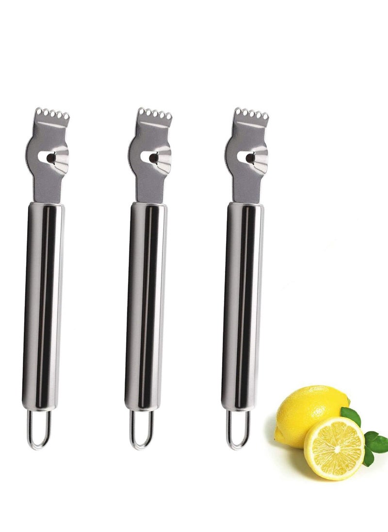 3 Pieces Lemon Zest Peeler for Cocktails Stainless Steel Orange Rind Peeler Tool Orange Citrus Twist Peeler with Channel Knife Kitchen Accessories Knife Tool for Kitchen & Bar, Dishwasher Safe