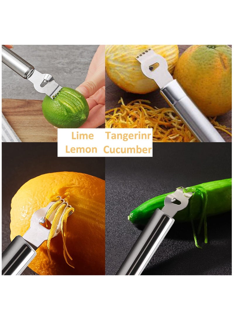 3 Pieces Lemon Zest Peeler for Cocktails Stainless Steel Orange Rind Peeler Tool Orange Citrus Twist Peeler with Channel Knife Kitchen Accessories Knife Tool for Kitchen & Bar, Dishwasher Safe