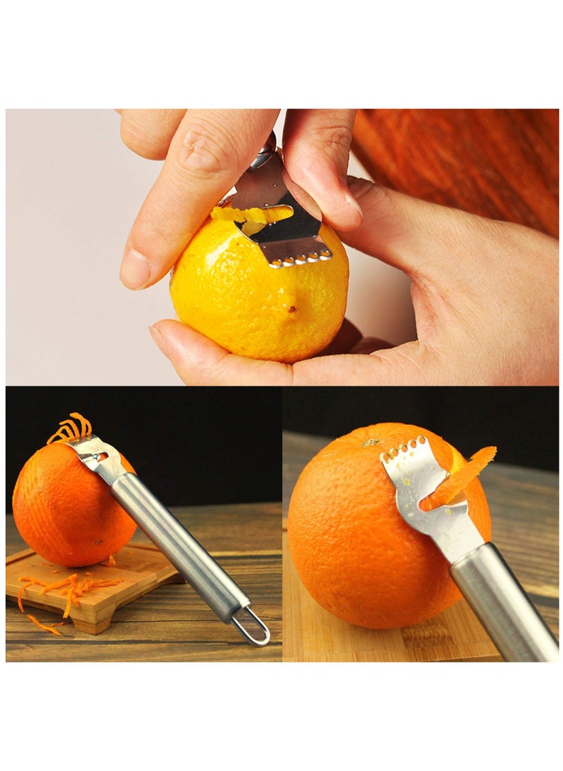 3 Pieces Lemon Zest Peeler for Cocktails Stainless Steel Orange Rind Peeler Tool Orange Citrus Twist Peeler with Channel Knife Kitchen Accessories Knife Tool for Kitchen & Bar, Dishwasher Safe