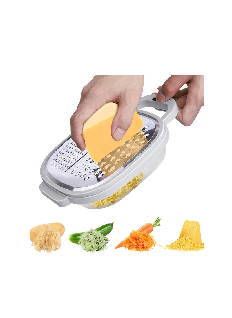 Cheese Grater Easy to Use Graters for Kitchen with Container and Lid for Cheese, Vegetables, Ginger, Graters for Cheese, Nutmeg, Fruit, Chocolate, Ginger and Garlic, Box Grater for Kitchen