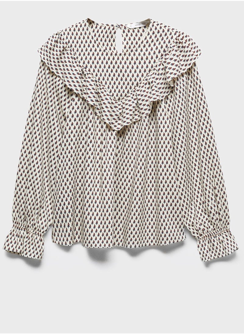 Youth Printed Ruffle Top