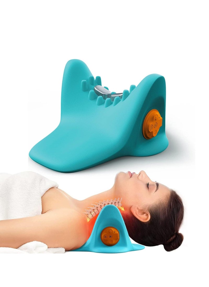 Heated Neck Stretcher for Neck Pain Relief, Portable Neck Head Acupressure Pillow, Adult Cervical Prosthesis Traction, Cervical Spine Massager, Shoulder Relaxer, Neck Pillow for Muscle Relax Gift