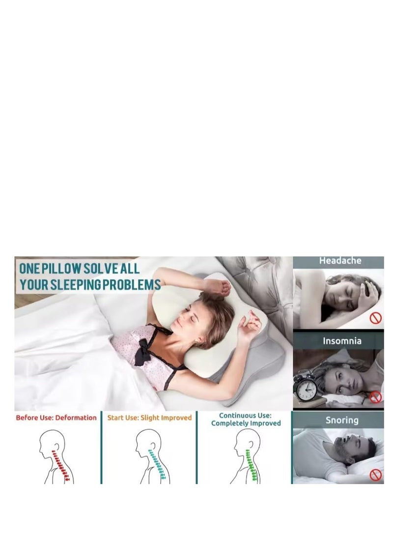 Cervical Pillow for Neck and Shoulder, Memory Foam Neck Pillow, Upgraded Ergonomic Orthopedic Neck Support Pillow for Back Side Stomach Sleeping, Premium Contour Bed Pillow with Washable Cover (Grey)