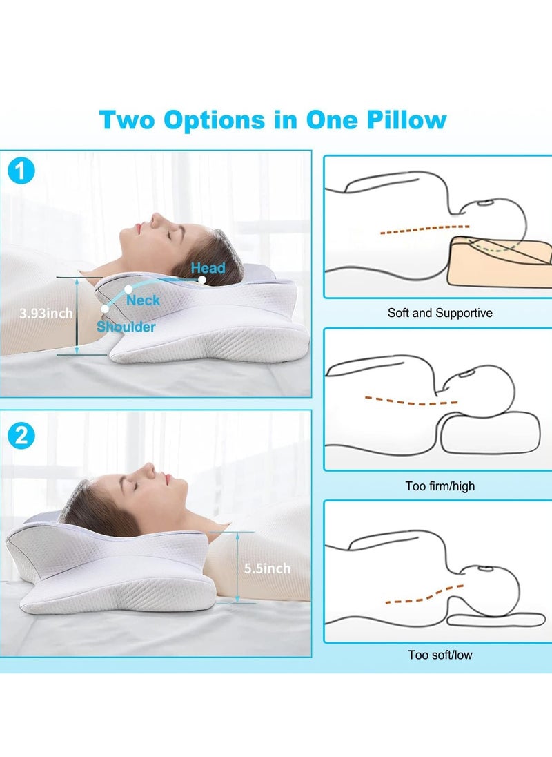 Cervical Pillow for Neck and Shoulder, Memory Foam Neck Pillow, Upgraded Ergonomic Orthopedic Neck Support Pillow for Back Side Stomach Sleeping, Premium Contour Bed Pillow with Washable Cover (Grey)