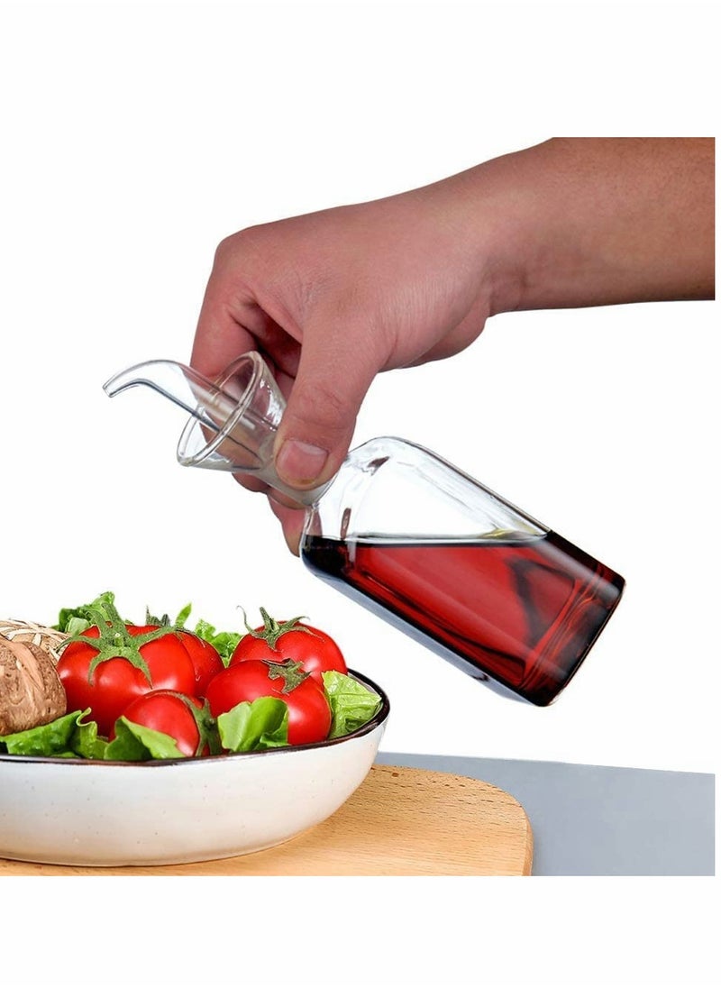 Glass Oil Bottle, 2Pcs Olive Oil Dispenser Bottle Glass, Cooking Oil Vinegar Measuring Dispenser With Spout for Dining Table and Home Kitchen and BBQ (250ml, Transparent)