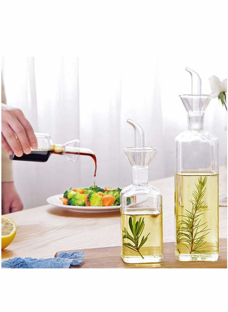 Glass Oil Bottle, 2Pcs Olive Oil Dispenser Bottle Glass, Cooking Oil Vinegar Measuring Dispenser With Spout for Dining Table and Home Kitchen and BBQ (250ml, Transparent)