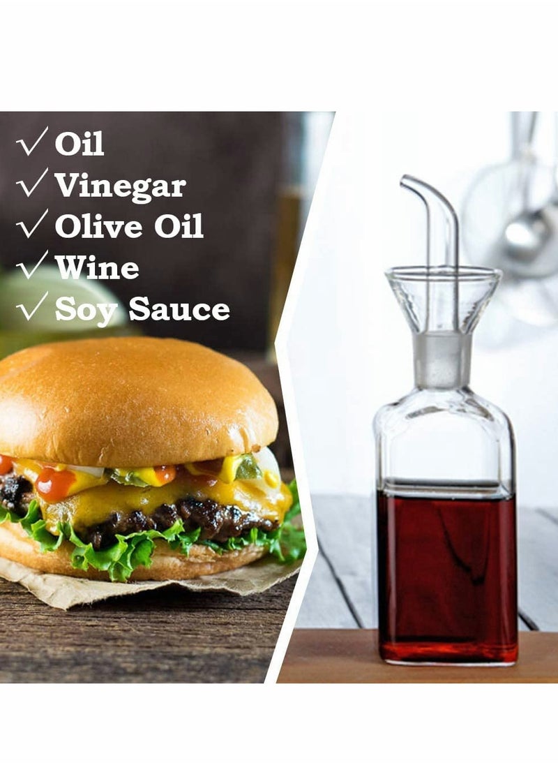 Glass Oil Bottle, 2Pcs Olive Oil Dispenser Bottle Glass, Cooking Oil Vinegar Measuring Dispenser With Spout for Dining Table and Home Kitchen and BBQ (250ml, Transparent)