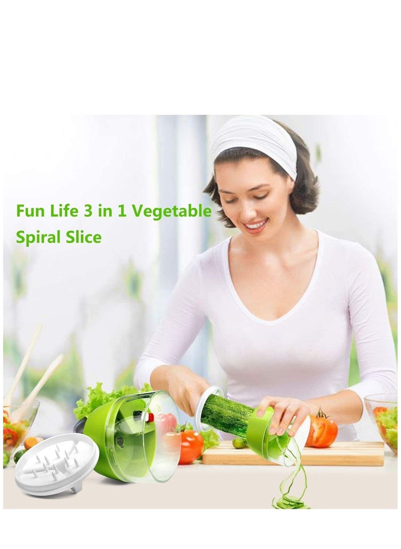 Vegetable Chopper, Spiralizer Vegetable Slicer Fun Life Hand Held 4 in 1 Vegetable Spiralizer Slicer Food Chopper Cutter Zucchini Noodle & Veggie Pasta