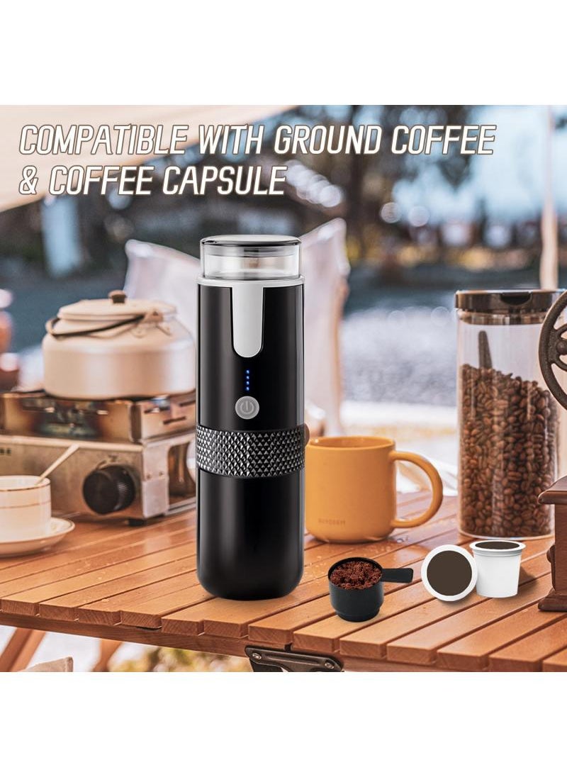 Portable Espresso Maker Electric Travel Coffee Machine Non-Heating Version Compatible With K Cup Capsules And Ground Coffee Compact Espresso Maker For Office Travel Camping And Outdoor Use