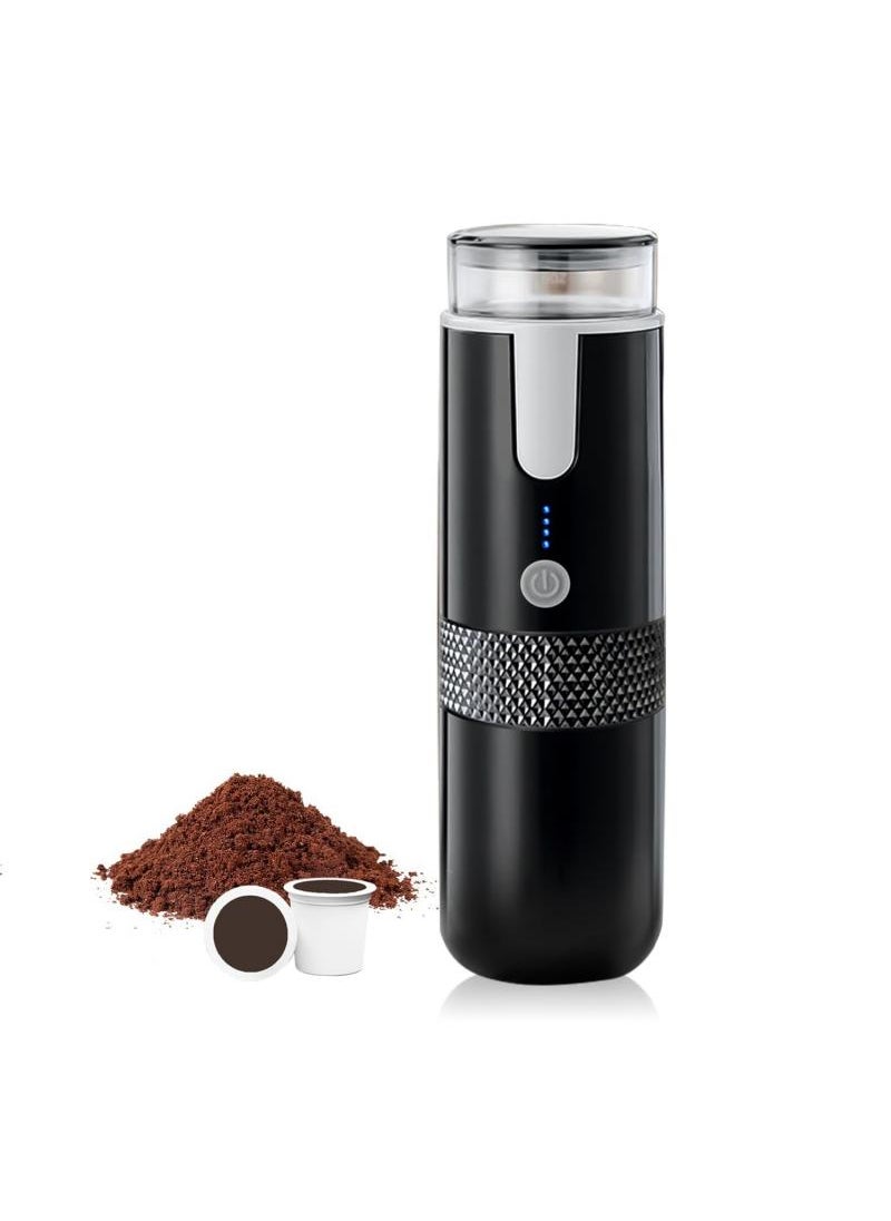 Portable Espresso Maker Electric Travel Coffee Machine Non-Heating Version Compatible With K Cup Capsules And Ground Coffee Compact Espresso Maker For Office Travel Camping And Outdoor Use