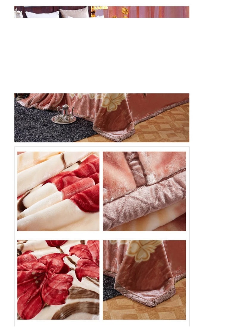 Double Layer Thick Blanket for Single Double Bed Soft Warm Bed Sheet Coral Fleece Home Bed Cover Winter Blanket