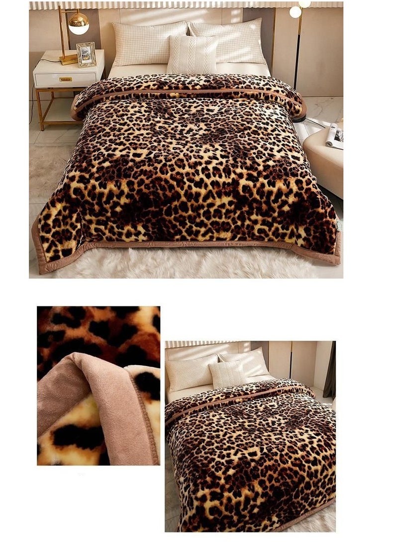 Winter thickened Raschel blanket double layer blanket wedding blanket outdoor camping travel Polyester Double Layer Solid mink Super King Size Blanket 200*230CM-Multicolour