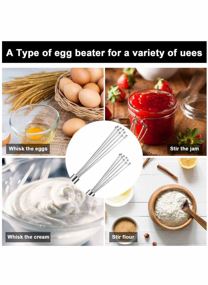 Whisks for Cooking, Stainless Steel Ball Whisk Wire Egg Whisk Set, Kitchen Whisks for Cooking, Blending, Whisking, Beating, Stirring, Blender for Sauces, Eggs, Cream, 2 Pcs (10 Inch)