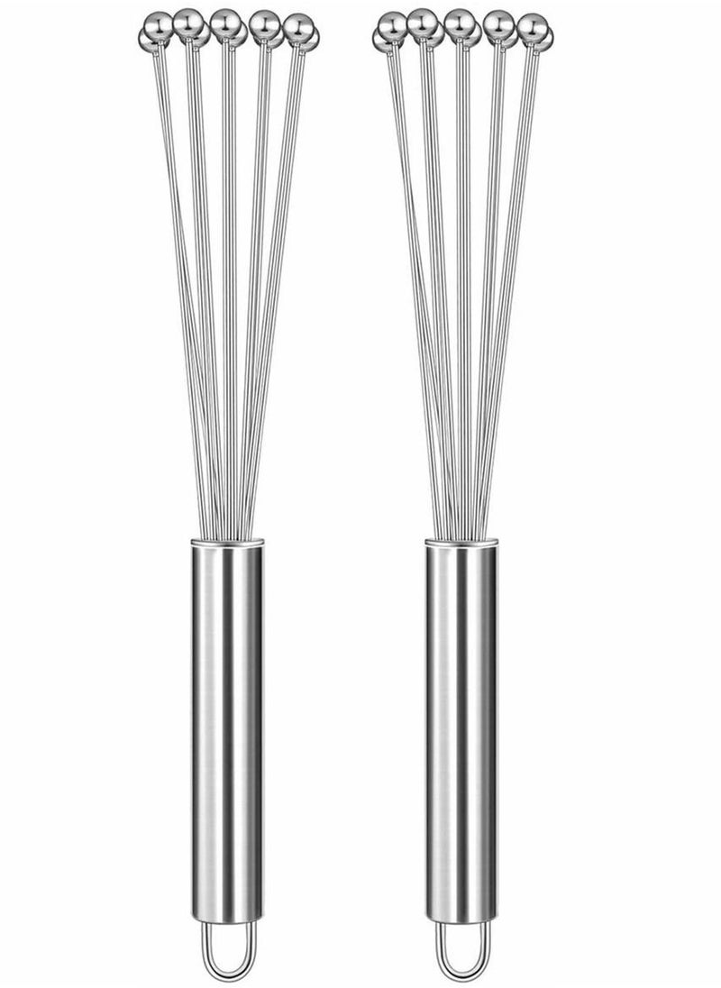 Whisks for Cooking, Stainless Steel Ball Whisk Wire Egg Whisk Set, Kitchen Whisks for Cooking, Blending, Whisking, Beating, Stirring, Blender for Sauces, Eggs, Cream, 2 Pcs (10 Inch)