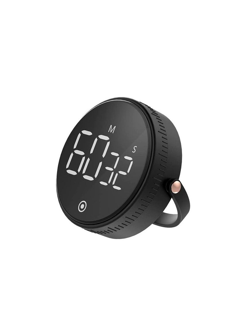 Kitchen Timer for Cooking, Digital Timer for Countdown up with Holder Legible and Bright Display Magnetic Timer with Loud & Adjustable Alarm (Black)